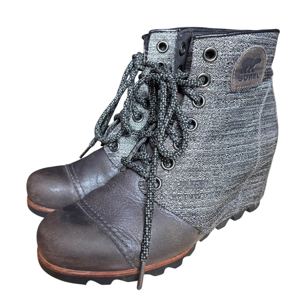 Sorel PDX Wedge Lace Leather Boots – Quarry Gray – Sz 9.5